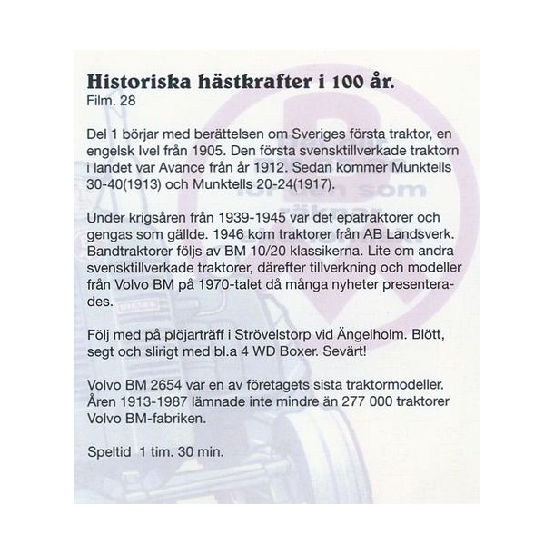 Historiska h&auml;stkrafter i 100 &aring;r<BR>Del 1