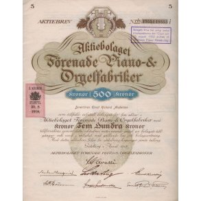 FÖRENADE PIANO & ORGELFABRIKER, AB [1918]