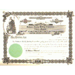 BALTIMORE COUNTY HOLDING CORPORATION