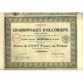 CHARBONNAGES D'EKATHERINE, COMPAGNIE DES [1929]