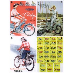 Fyra stycken stora mopedaffischer. PAKETPRIS