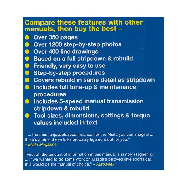 MAZDA Miata MX-5 1.6 Litre 1989-1994 