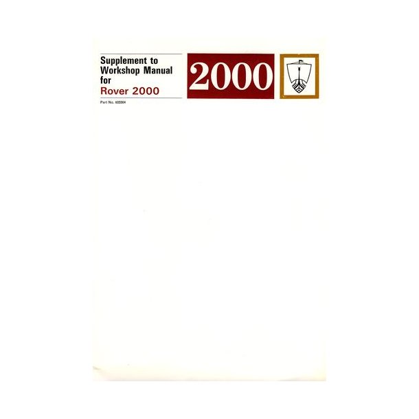 ROVER 2000 [P6] Service Manual Supplement