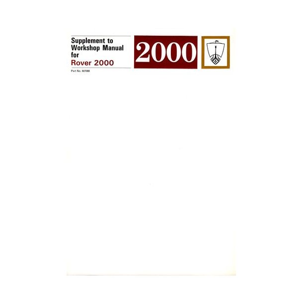 ROVER 2000 [P6] Service Manual Supplement