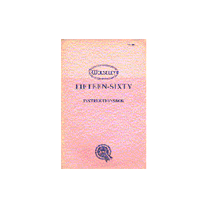 WOLSELEY 15/60 [Fifteen-Sixty] Driver's Handbook