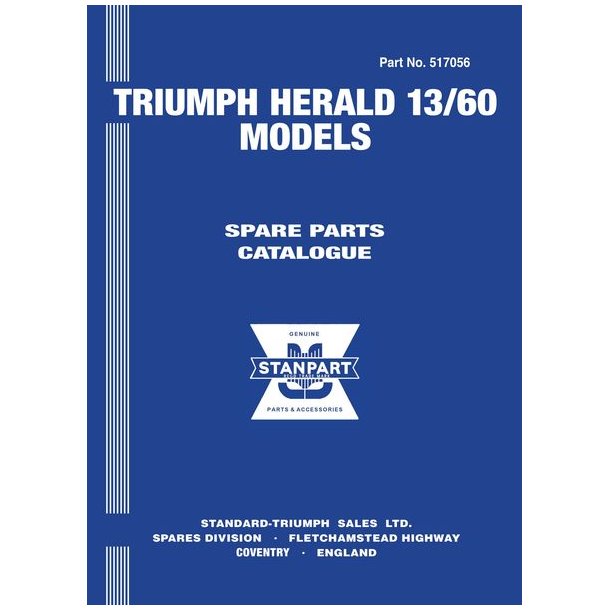 TRIUMPH HERALD 13-60 Models Spare Parts Catalogue