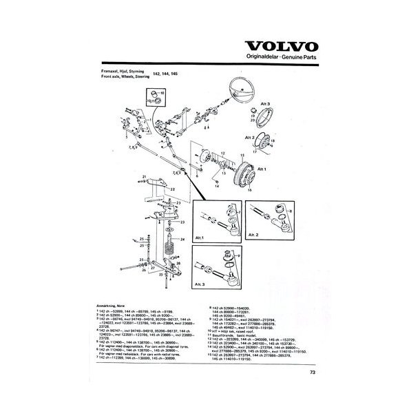 VOLVO 1962-1975 Fabrikens reservdelskatalog
